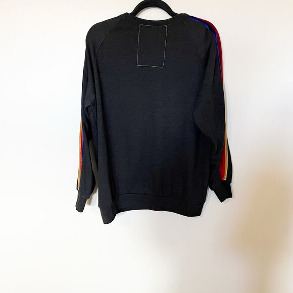 Aviator nation velvet striped crewneck sweater sweatshirt size large - Picture 2 of 8